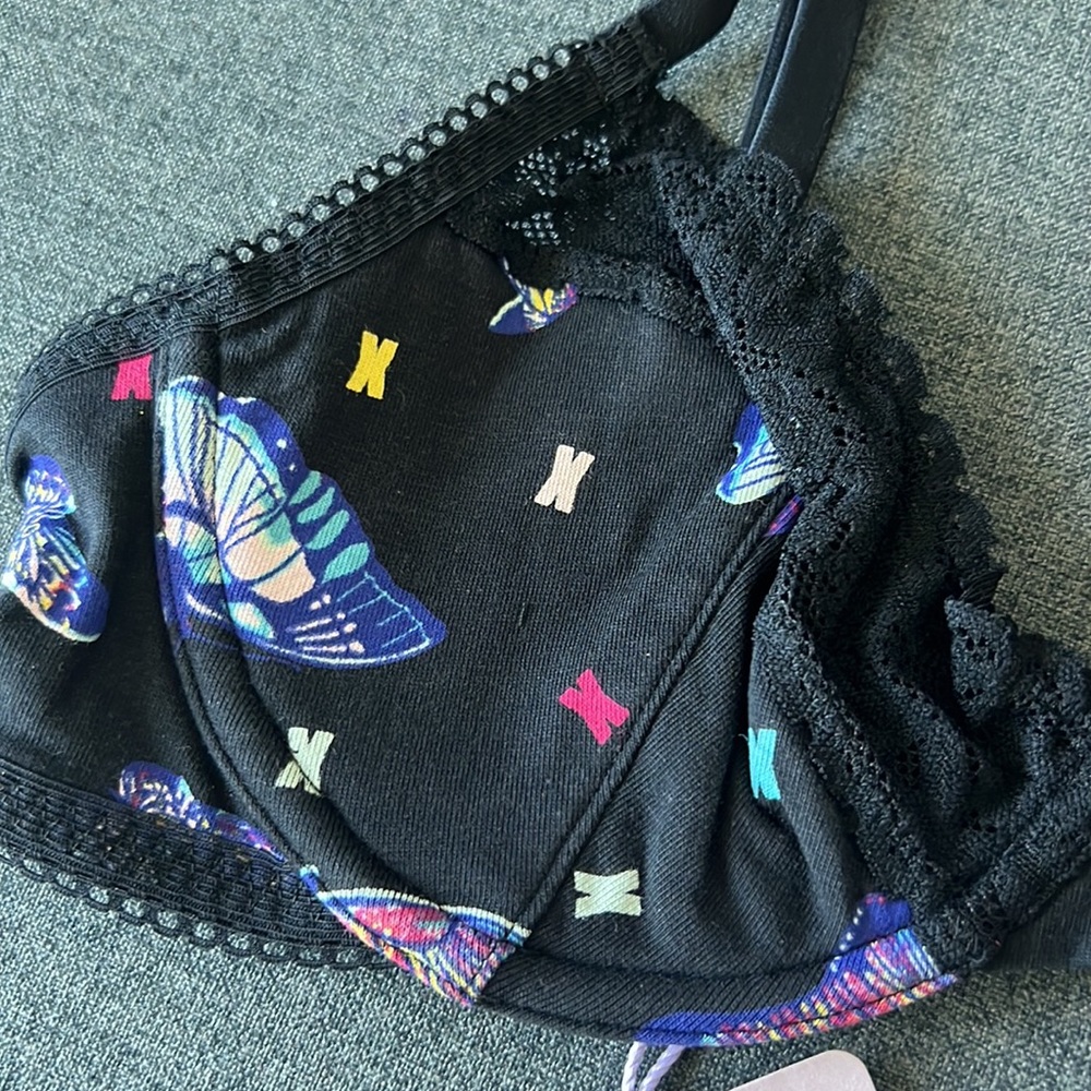 Cotton butterfly lace unlined bra - Picture 4 of 10